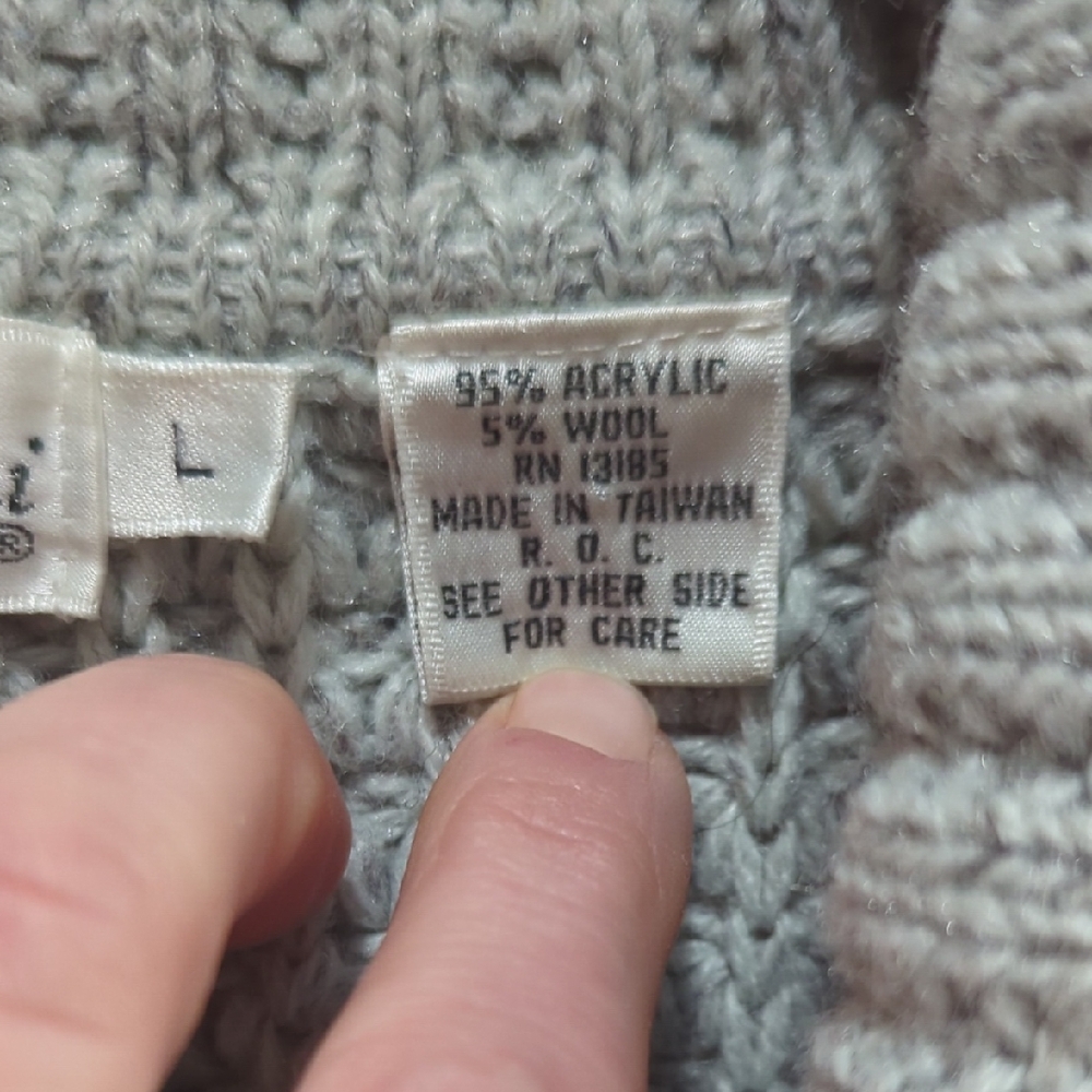 Vintage Oleg Cassini Gray Cable Knit Cardigan - Picture 3 of 12